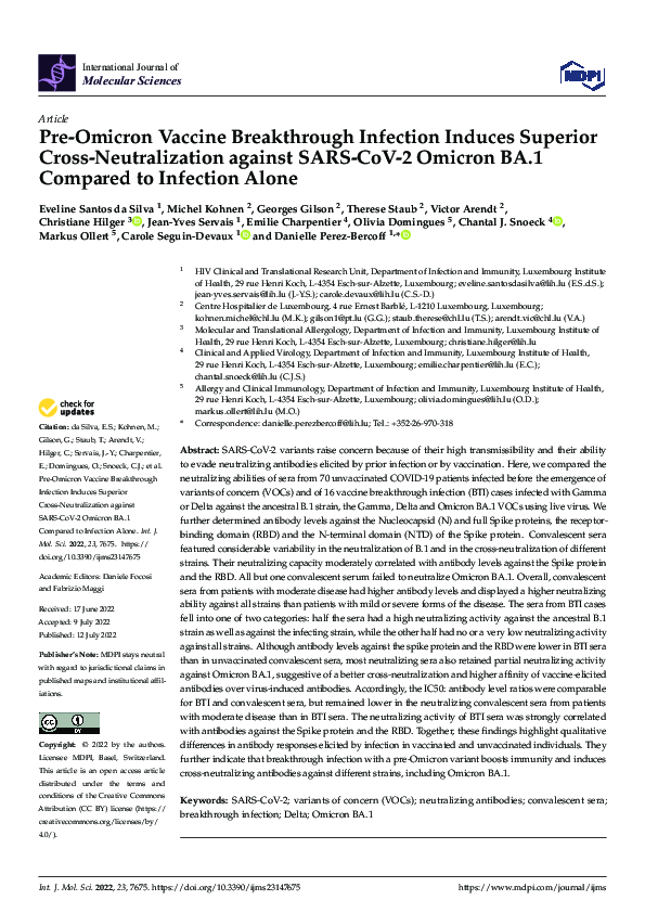  PDF Pre Omicron Vaccine Breakthrough Infection Induces Superior Cross 