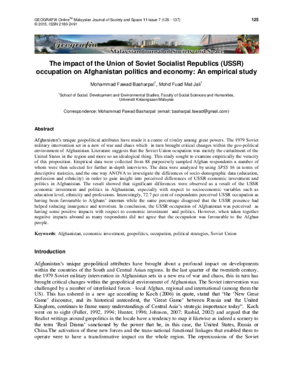 (PDF) The impact of the Union of Soviet Socialist Republics (USSR ...