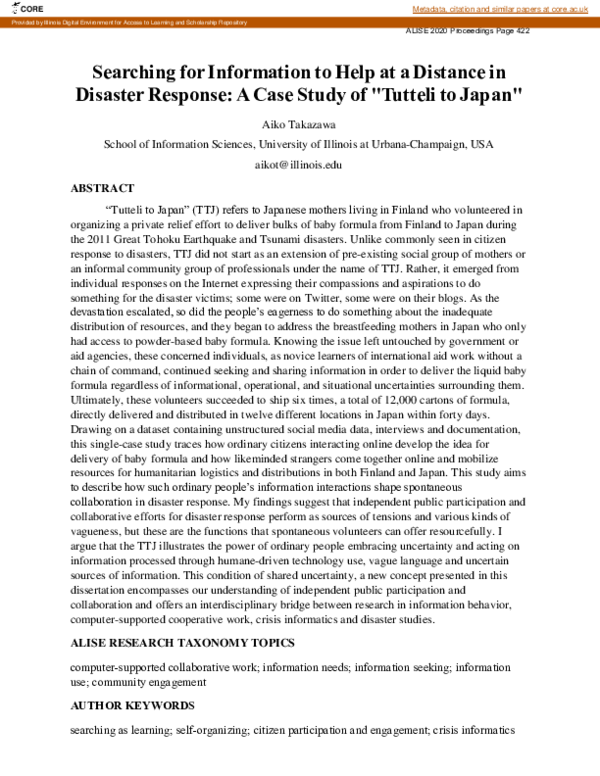 (PDF) Searching for Information to Help at a Distance in Disaster ...