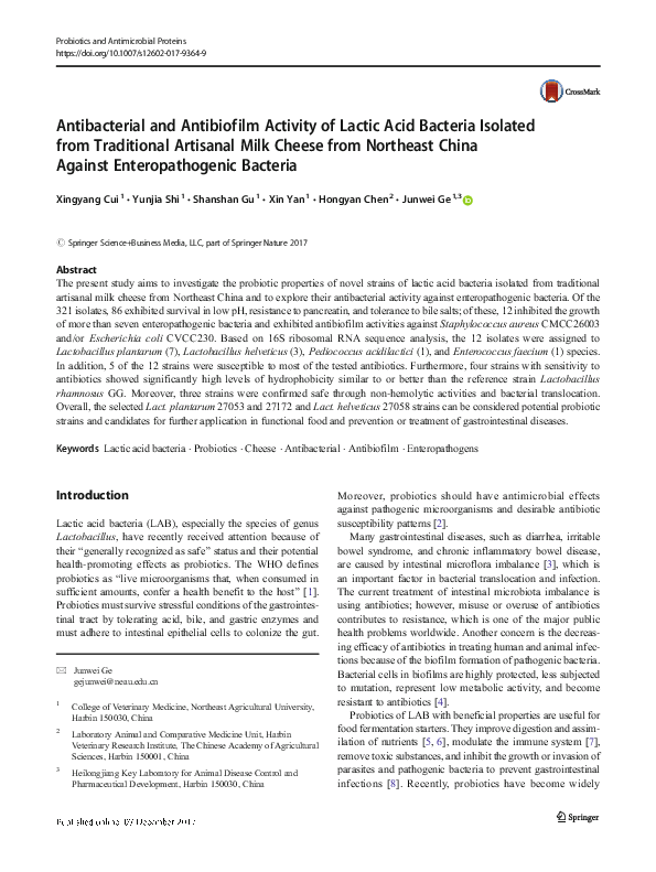 (PDF) Antibacterial and Antibiofilm Activity of Lactic Acid Bacteria ...