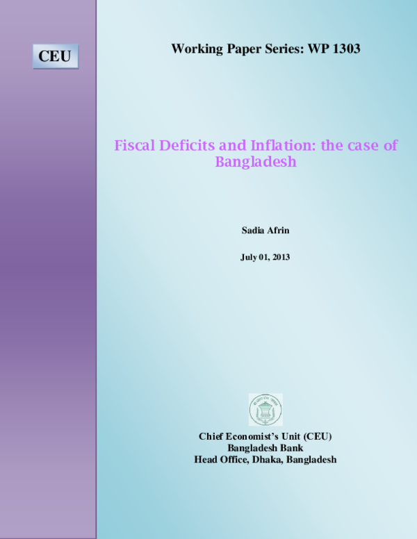 (PDF) Fiscal Deficits and Inflation: the case of Bangladesh