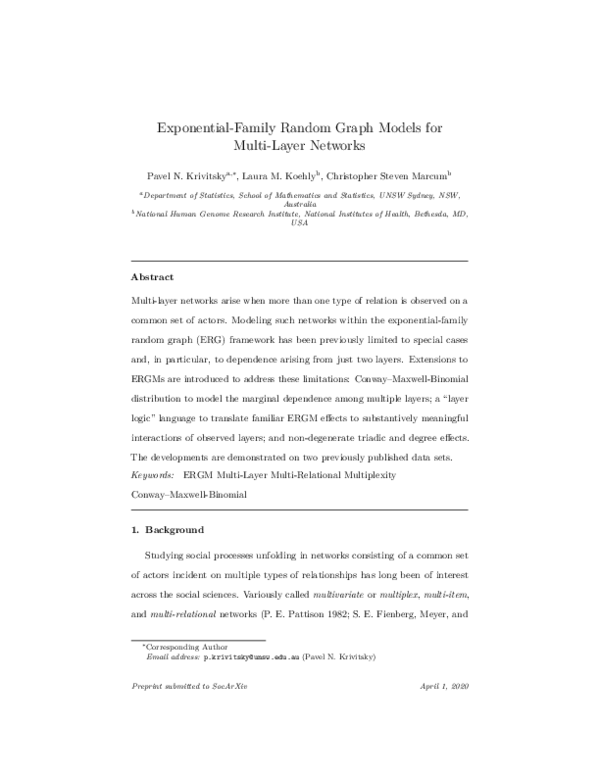 (PDF) Exponential-Family Random Graph Models for Multi-Layer Networks ...