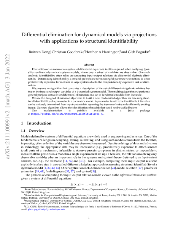(PDF) Differential elimination for dynamical models via projections ...