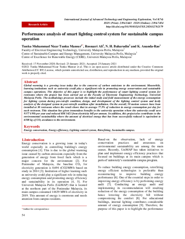 (PDF) Performance analysis of smart lighting control system for ...