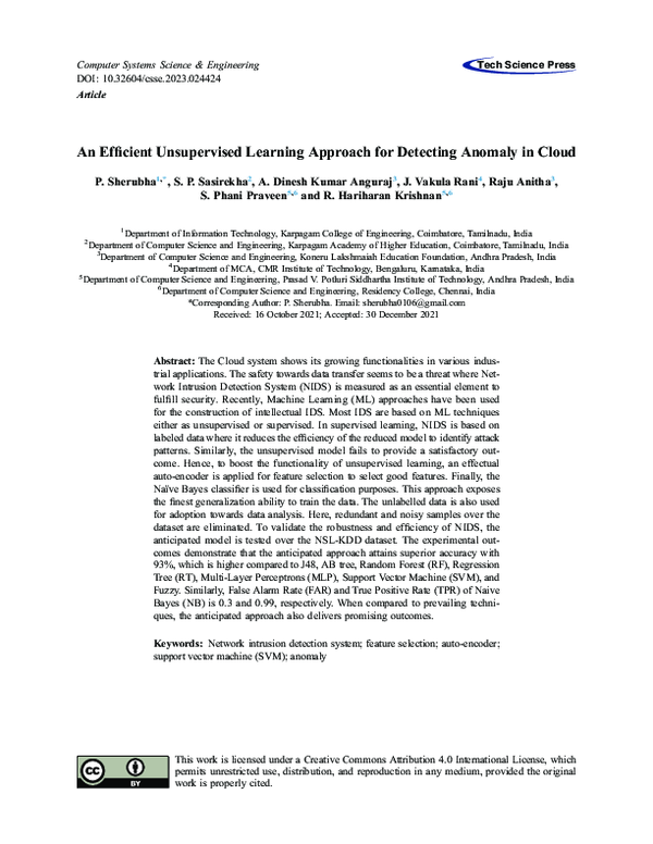 (PDF) An Efficient Unsupervised Learning Approach for Detecting Anomaly ...