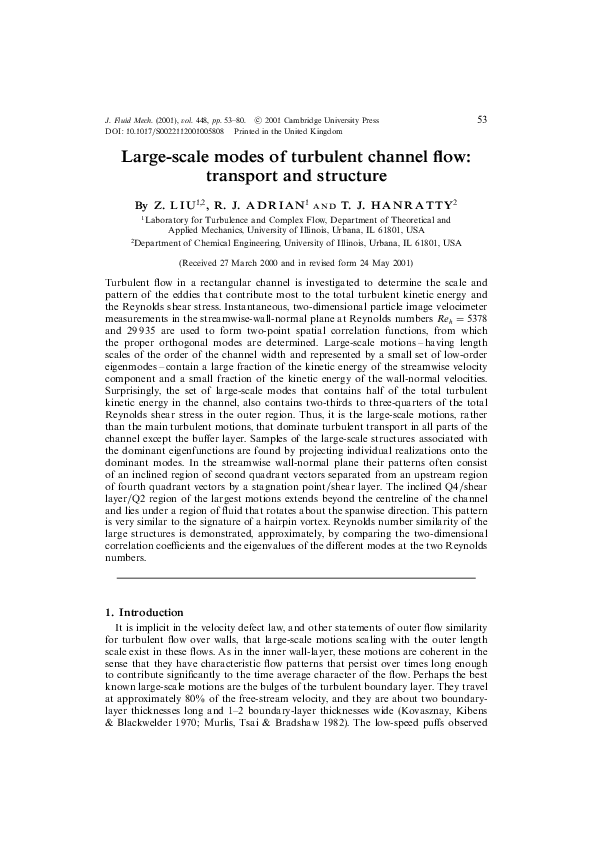 (PDF) Large-scale modes of turbulent channel flow: transport and structure