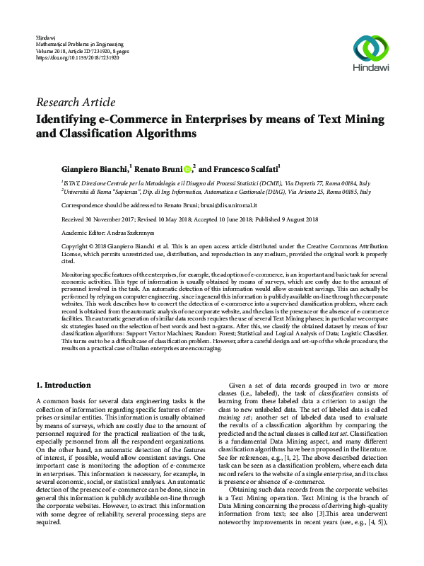 (PDF) Identifying e-Commerce in Enterprises by means of Text Mining and ...