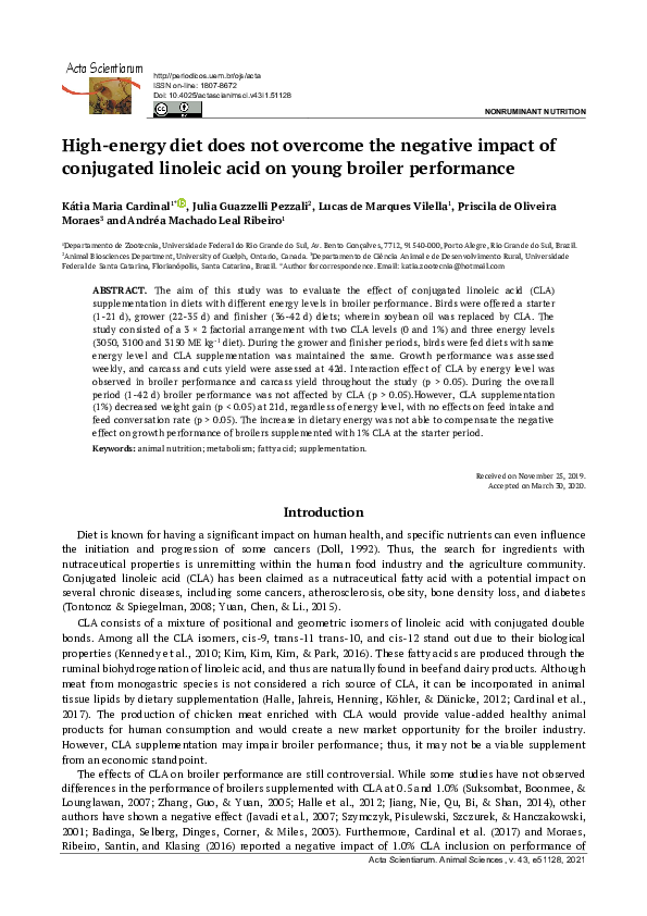 (PDF) Highenergy diet does not the negative impact of