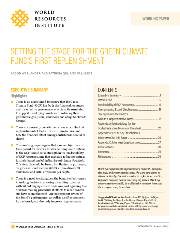 (PDF) Setting the Stage for the Green Climate Fund’s First Replenishment