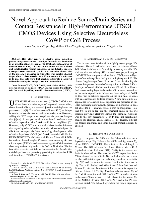 (PDF) Novel Approach to Reduce Source/Drain Series and Contact ...