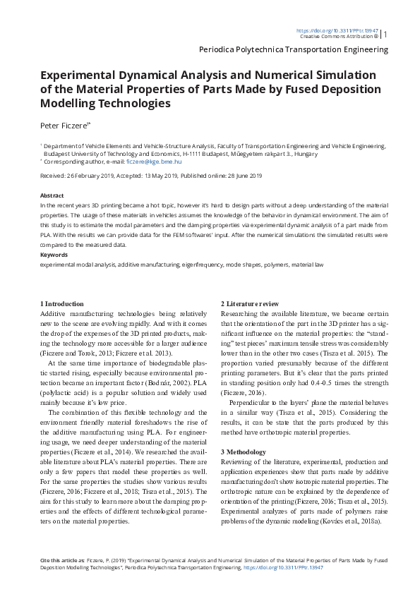 (PDF) Experimental Dynamical Analysis and Numerical Simulation of the ...