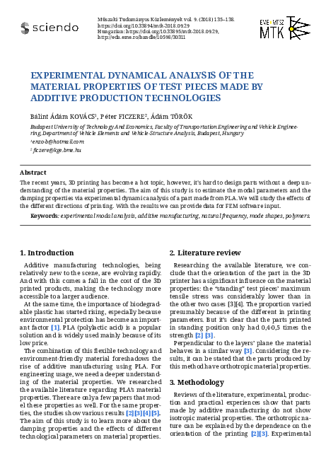(PDF) Experimental Dynamical Analysis of The Material Properties of ...
