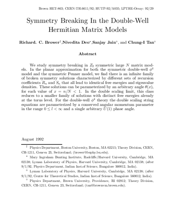 (PDF) Symmetry breaking in the double-well hermitian matrix models
