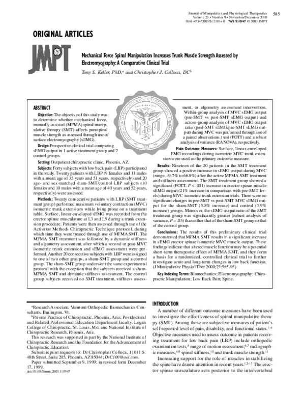 (PDF) Mechanical force spinal manipulation increases trunk muscle ...