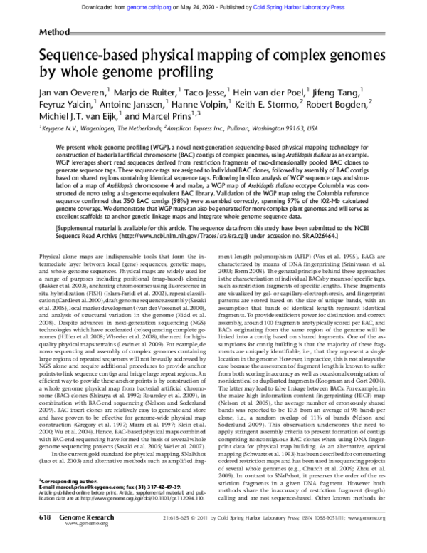 (PDF) Sequence-based physical mapping of complex genomes by whole ...