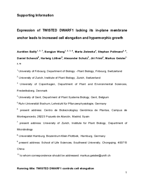 (PDF) Expression of TWISTED DWARF1 lacking its in-plane membrane anchor ...