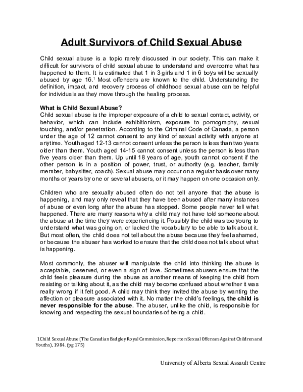 (PDF) Adult survivors of child sexual abuse