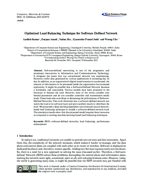 (PDF) Optimized Load Balancing Technique for Software Defined Network