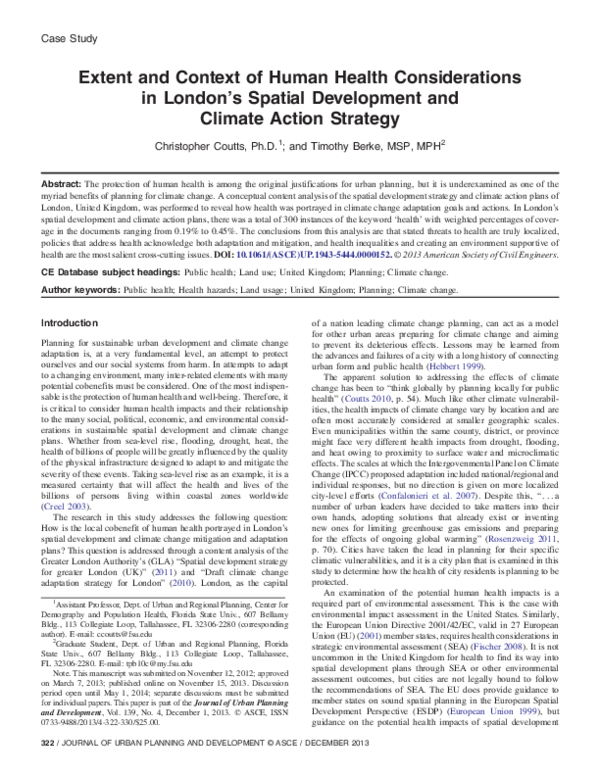 (PDF) Extent and Context of Human Health Considerations in London’s ...