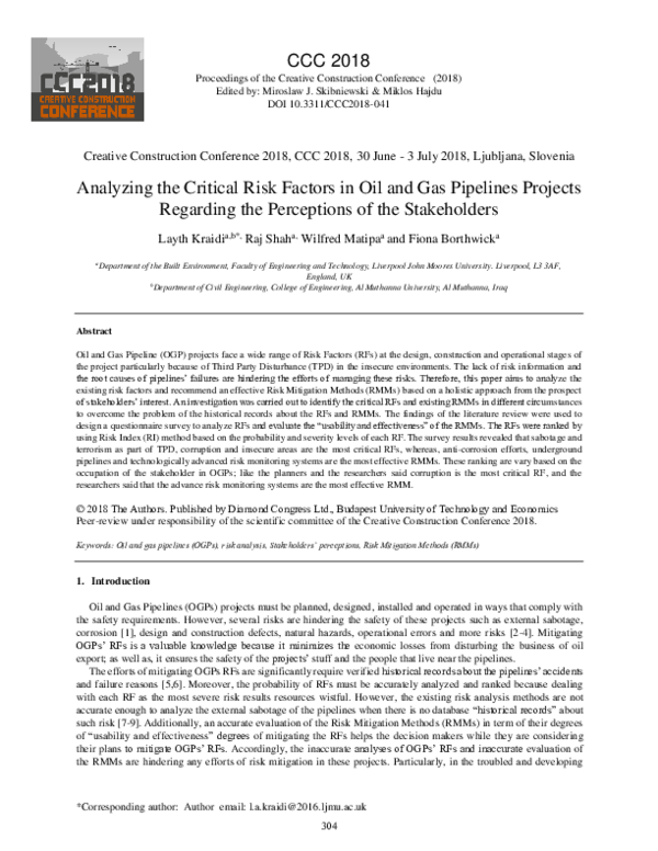 (PDF) Analyzing the critical risk factors in oil and gas pipelines ...