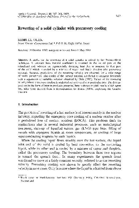 (PDF) Rewetting of a solid cylinder with precursory cooling