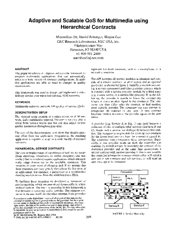 (PDF) Adaptive and scalable QoS for multimedia using hierarchical contracts
