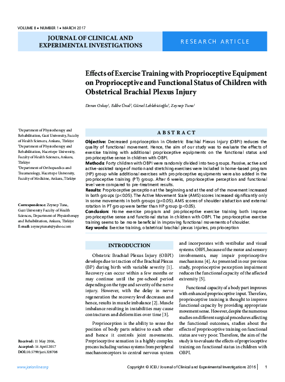 (PDF) Effects of Exercise Training With Proprioceptive Equipment on ...