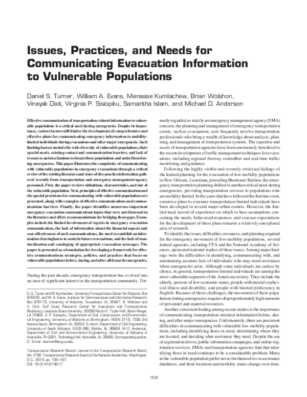 (PDF) Issues, Practices, and Needs for Communicating Evacuation ...