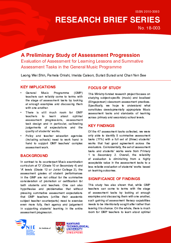 (PDF) A preliminary study of assessment progression: Evaluation of ...