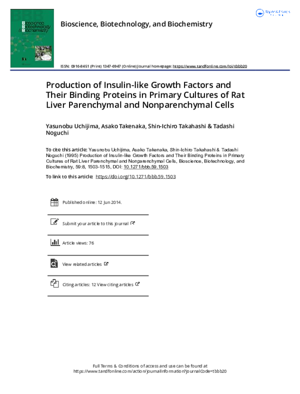 (PDF) Production of Insulin-like Growth Factors and Their Binding ...