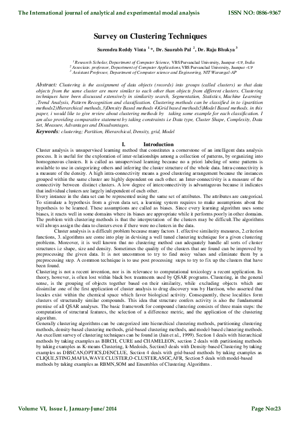 (PDF) Survey on Clustering Techniques