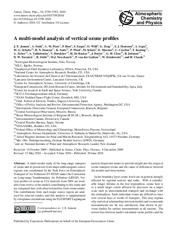 (PDF) A multi-model analysis of vertical ozone profiles | Terry Keating ...