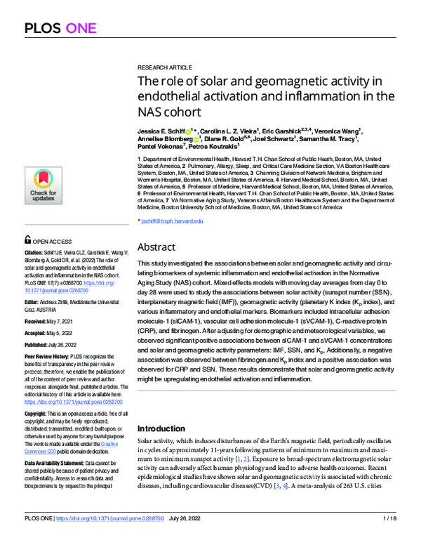 (PDF) The role of solar and geomagnetic activity in endothelial ...
