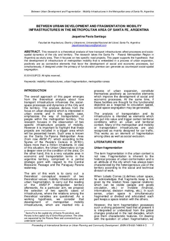 (PDF) Between Urban Development and Fragmentation: Mobility ...
