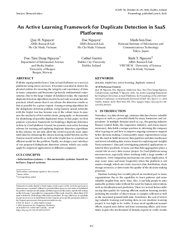 (PDF) An Active Learning Framework for Duplicate Detection in SaaS ...