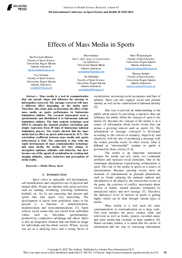 (PDF) Effects of Mass Media in Sports