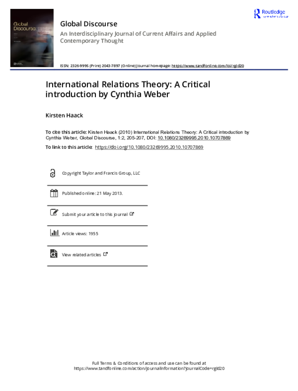 (PDF) International Relations Theory: A Critical introduction by ...