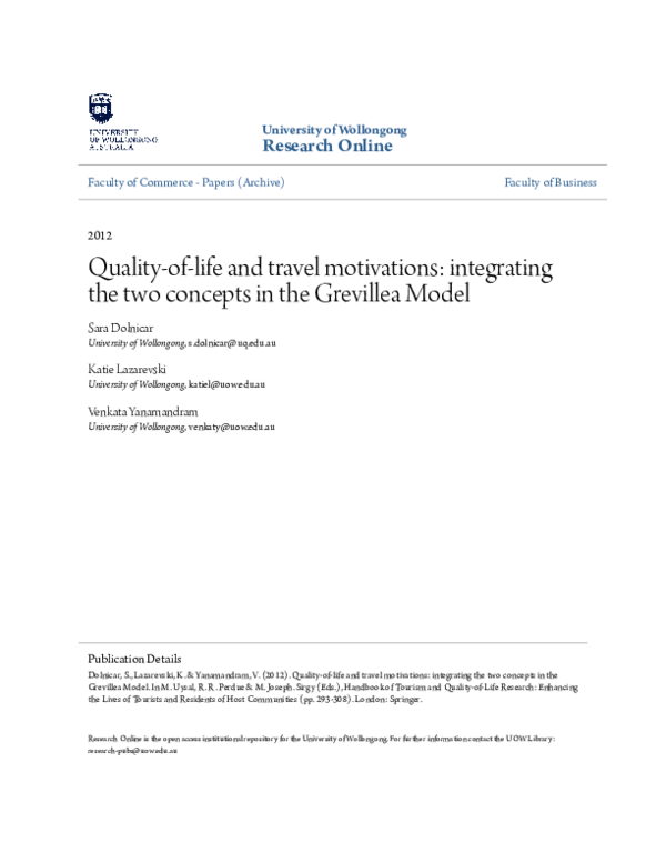 (PDF) Handbook of Tourism and Quality-of-Life Research