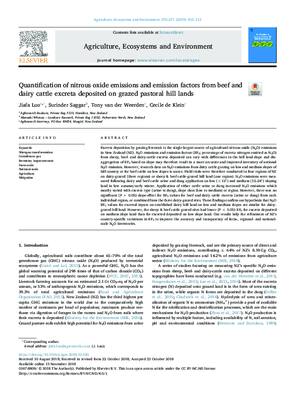 (PDF) Quantification of nitrous oxide emissions and emission factors ...