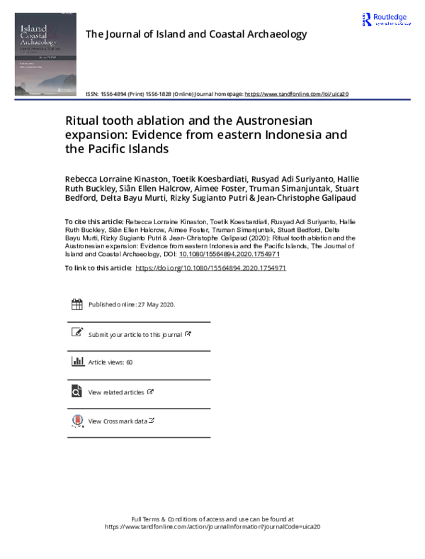 (PDF) Ritual tooth ablation and the Austronesian expansion: Evidence ...
