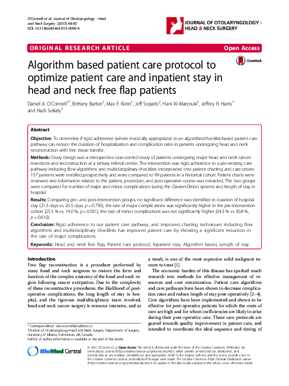 (PDF) Algorithm based patient care protocol to optimize patient care ...