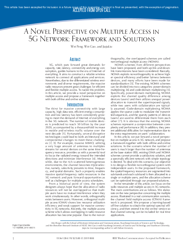 (PDF) A Novel Perspective on Multiple Access in 5G Network: Framework ...