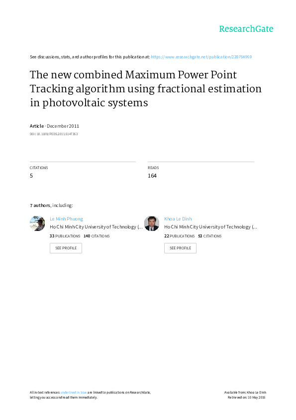 (PDF) The new combined Maximum Power Point Tracking algorithm using ...