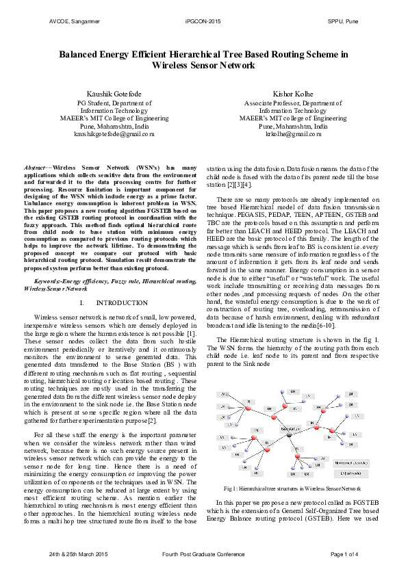 (PDF) Balanced Energy Efficient Hierarchical Tree Based Routing Scheme ...