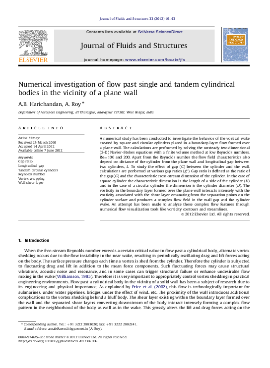 (PDF) Numerical investigation of flow past single and tandem ...