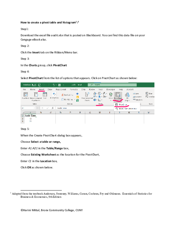 (PDF) How to create a pivot table and a histogram Harini Mittal