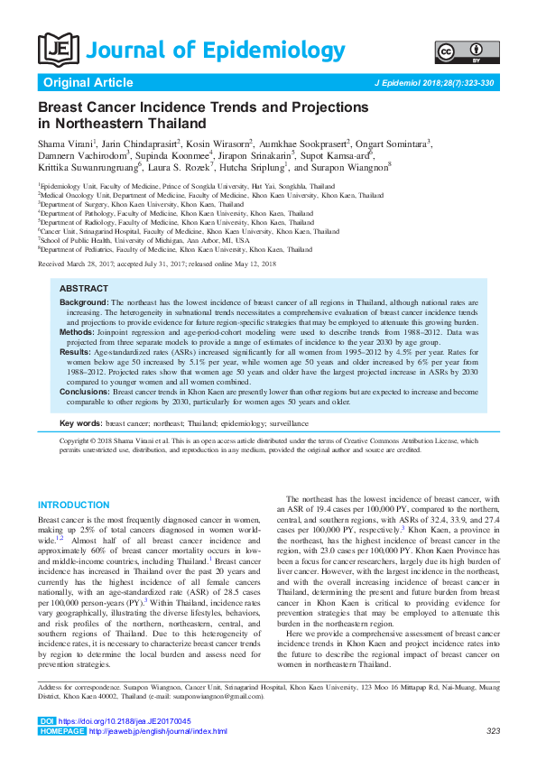 (PDF) Breast Cancer Incidence Trends and Projections in Northeastern ...