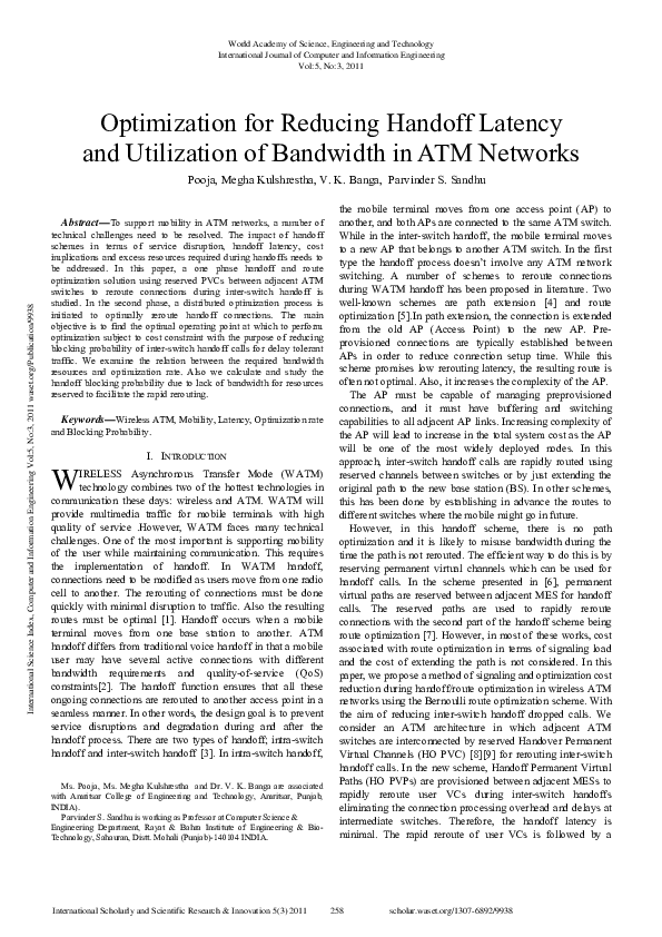 (PDF) Optimization For Reducing Handoff Latency And Utilization Of ...
