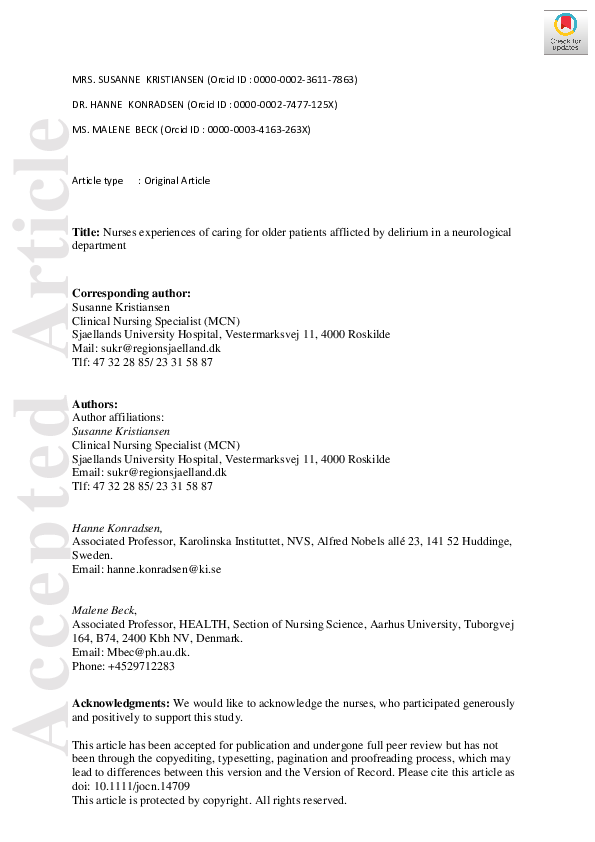 (PDF) Nurses experiences of caring for older patients afflicted by ...