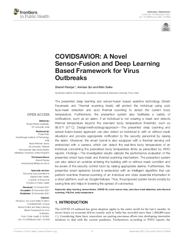 (PDF) COVIDSAVIOR: A Novel Sensor-Fusion and Deep Learning Based ...